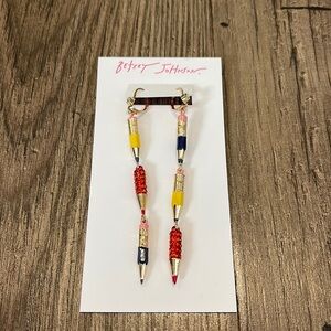 NWT Betsey Johnson Dangle Mini Pencil Earrings Back-to-School